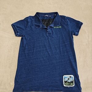 GUESS Big Boys Short Sleeve Textured Knit Polo Shirt, Size 18